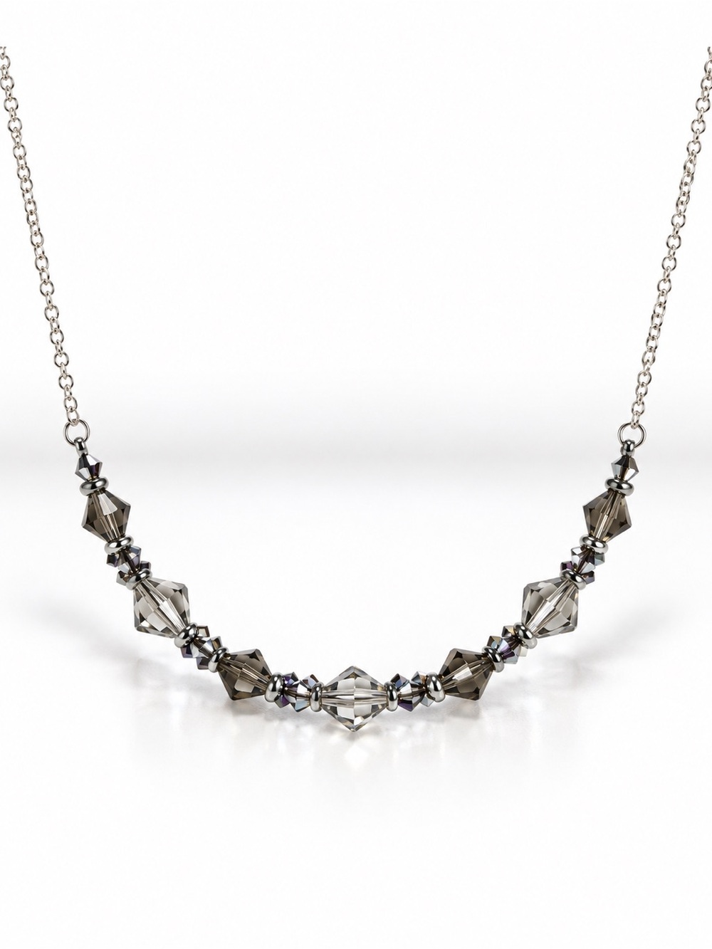 Swarovski Graphite Silver Night & Graphite AB Crystal Necklace